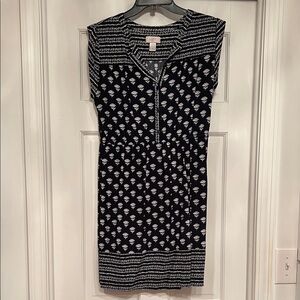 LOFT Black and White Geometric Mini Dress